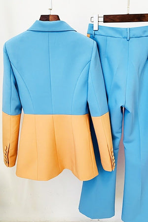 Femme Forte Two-piece suit (Blue-Yellow )