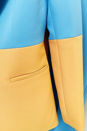 Femme Forte Two-piece suit (Blue-Yellow )