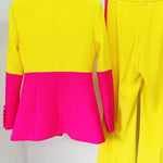Femme forte Two-piece Suit (Yellow-Fuchsia)