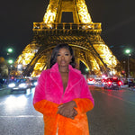 Reece Pink/Orange Faux Fur Coat